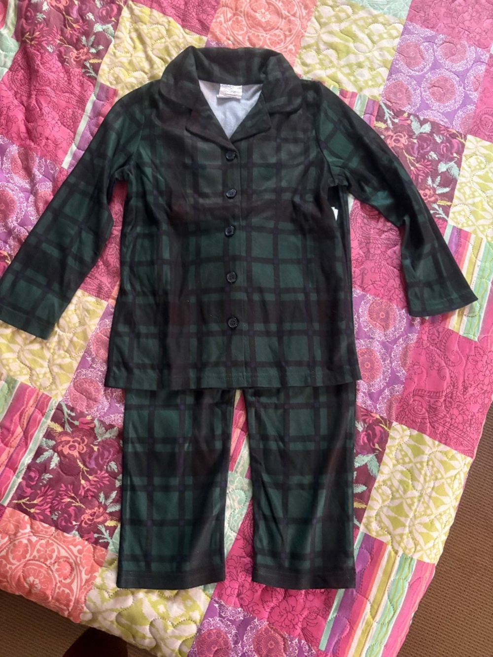 Calvin Klein green plaid two-piece PJ set